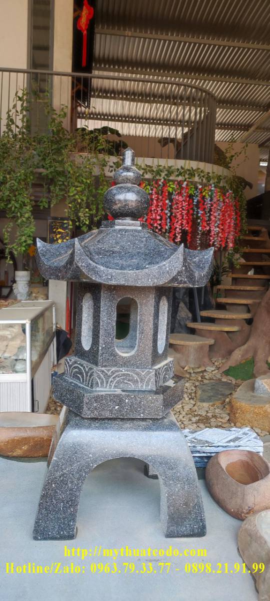 Đèn đá Granite đen Huế đánh bóng - 68cm x 35cm