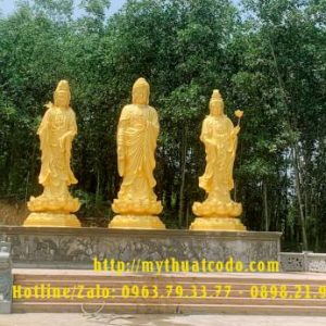 Tượng Tam Thánh tại chùa Mèo Thanh Hóa được thiết kế và lắp đặt bởi Công ty Mỹ thuật Cố Đô