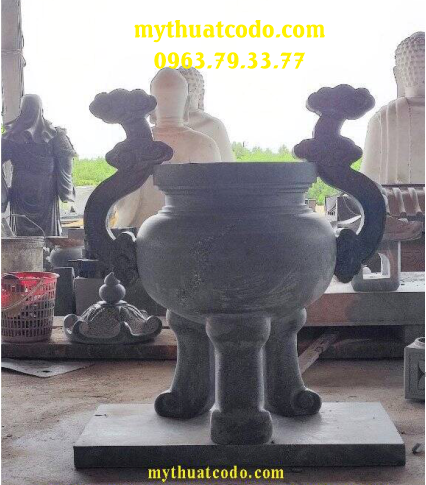 Lư hương đá granite đen